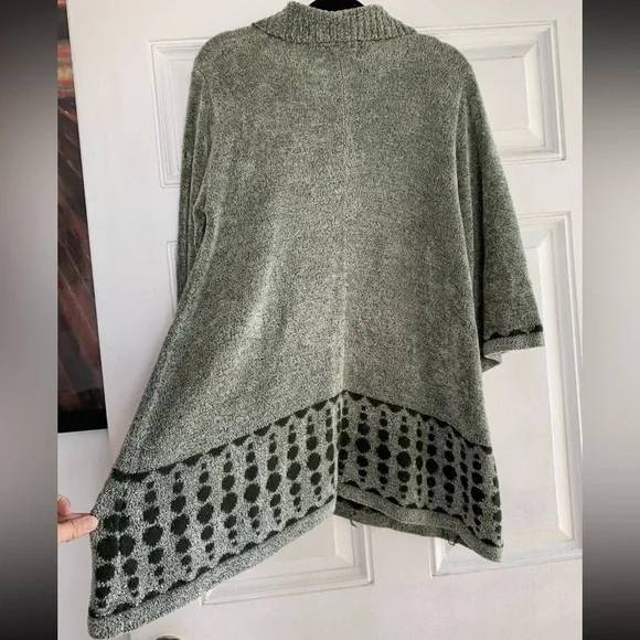 Gizel Womens  Fuzzy‎ Sweater One Size Green  Dots Cozy 3/4 Sleeve - Picture 5 of 7